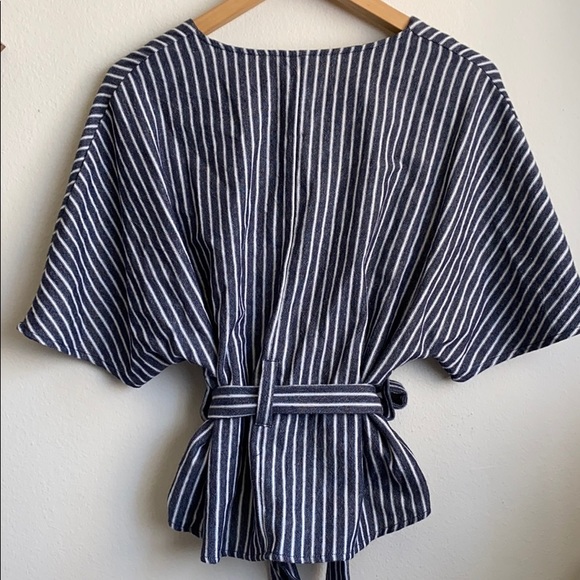 Short Sleeve Buttoned Tie Waist Top - A New Day - Picture 5 of 7